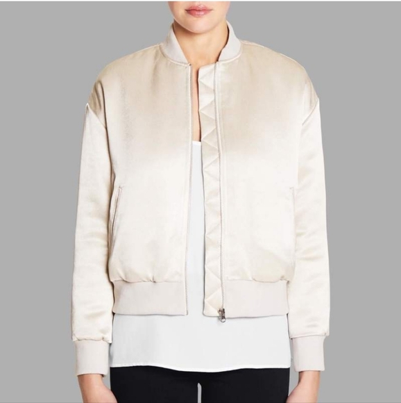 FRAME DENIM Champagne Satin Bomber Jacket Sz M